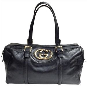 Gucci  Black Britt Boston medium satchel bag